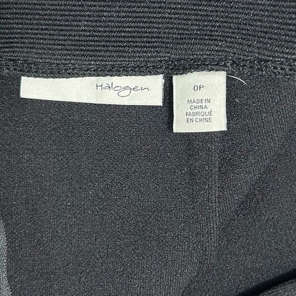 Halogen size 0p Black Ribbed Midi Fitted Stretch Pencil Skirt Slit Zip Office - Picture 6 of 7